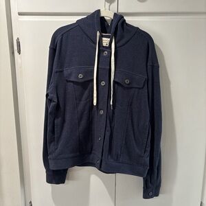 The Normal Brand Dark Blue Hoodie with Cream Accents M